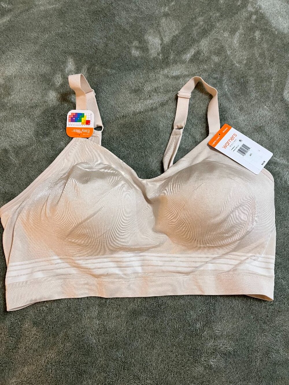 NWT Warner's RM5501A Wireless Lightly Lined Bra 2XL Nude Beige Comfort $42